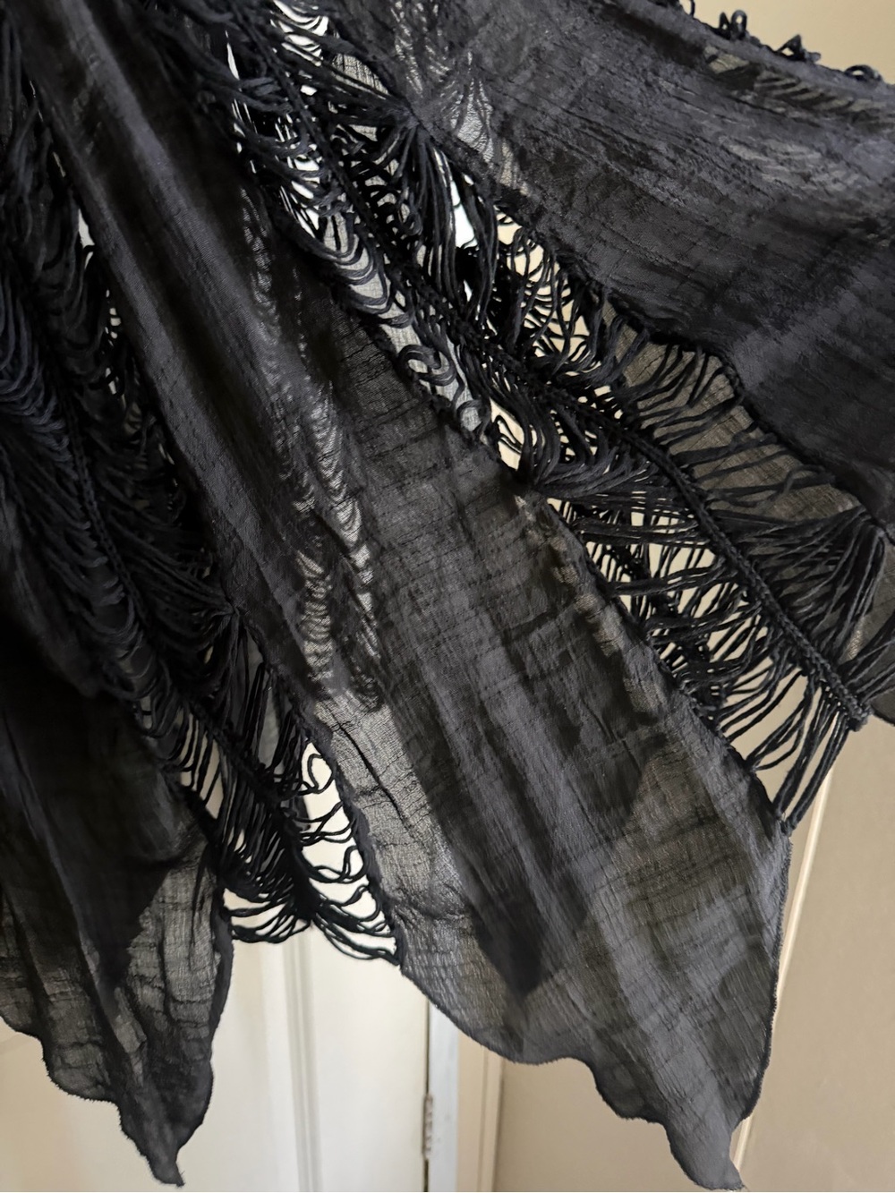 Black Boho Macramé Fringe Maxi Dress cover up whimsigoth one size grunge - Picture 5 of 6